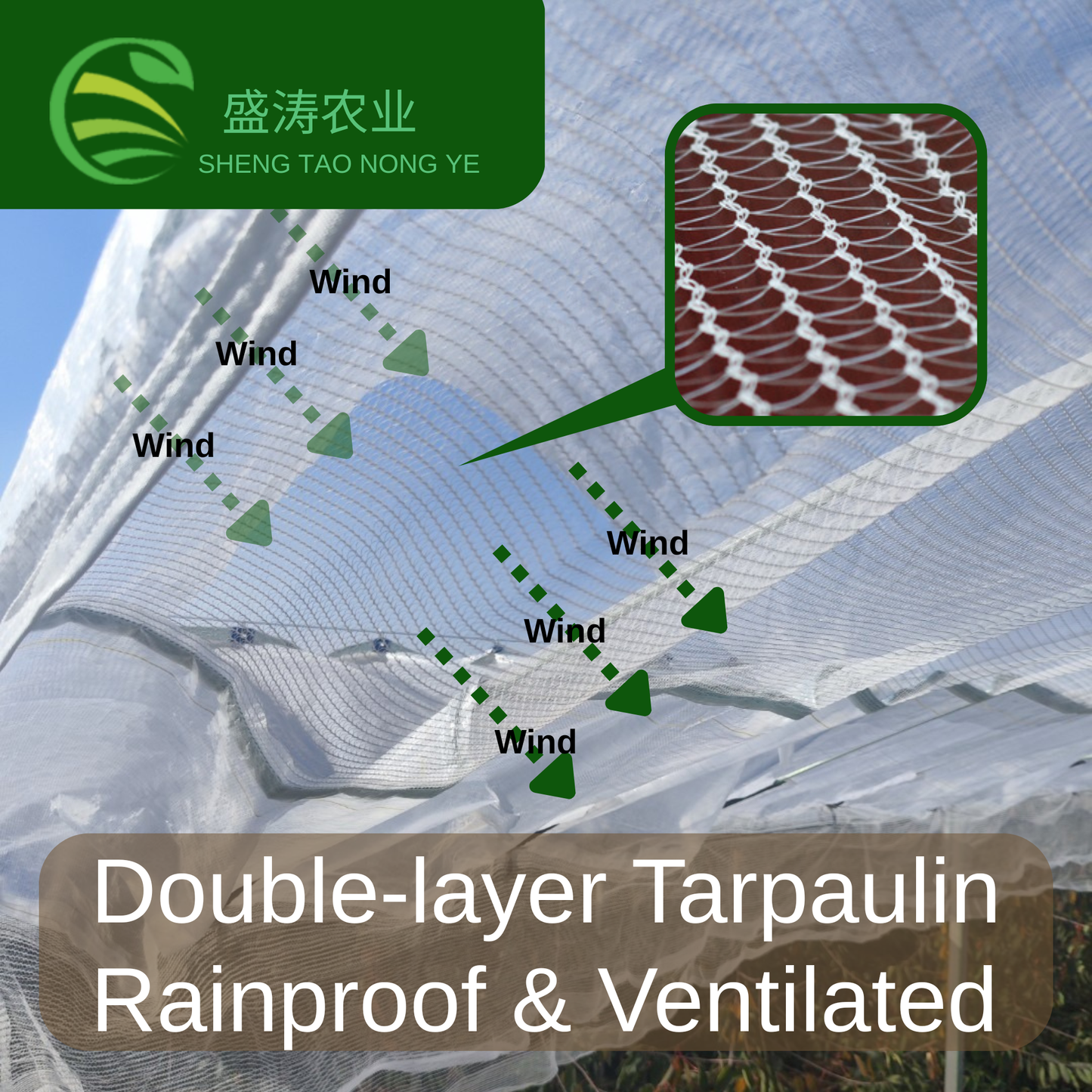Arched Frame-supported Double-layer Orchard Rain Shelter Film Self-ventilation System & Sun-protective Function